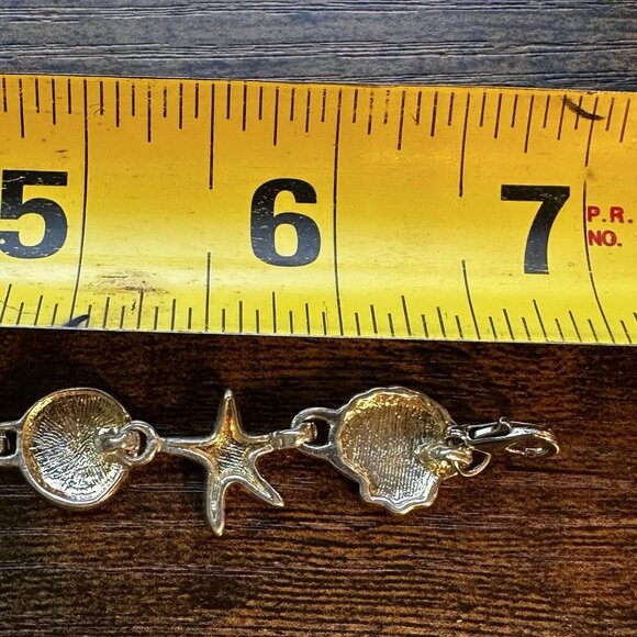 Vintage Silver Tone Bracelet Starfish Sea Shell Sand Dollar Beach Vacation 7" - Picture 6 of 7